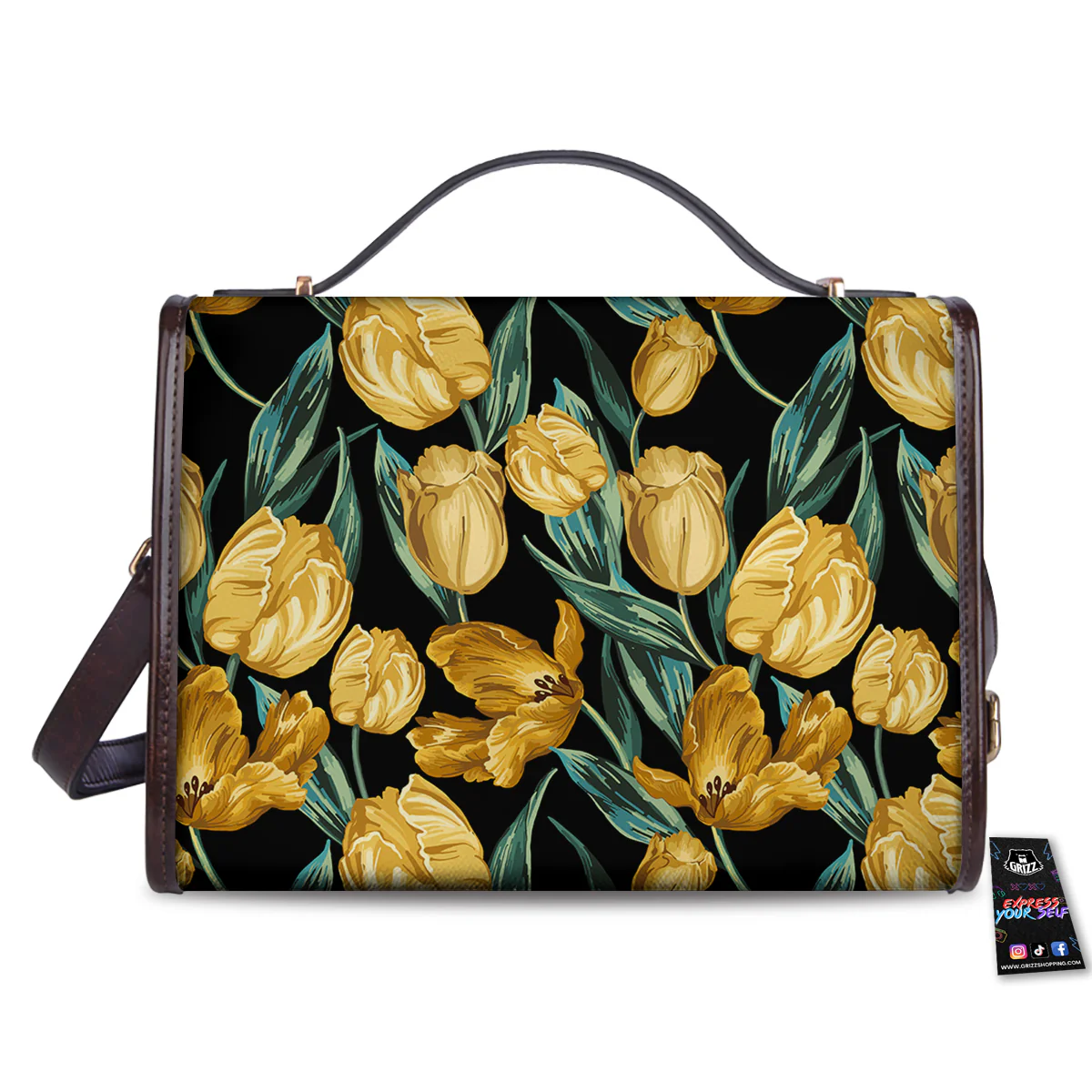Tulip Yellow Print Pattern Women's Satchel Bag - Image 2