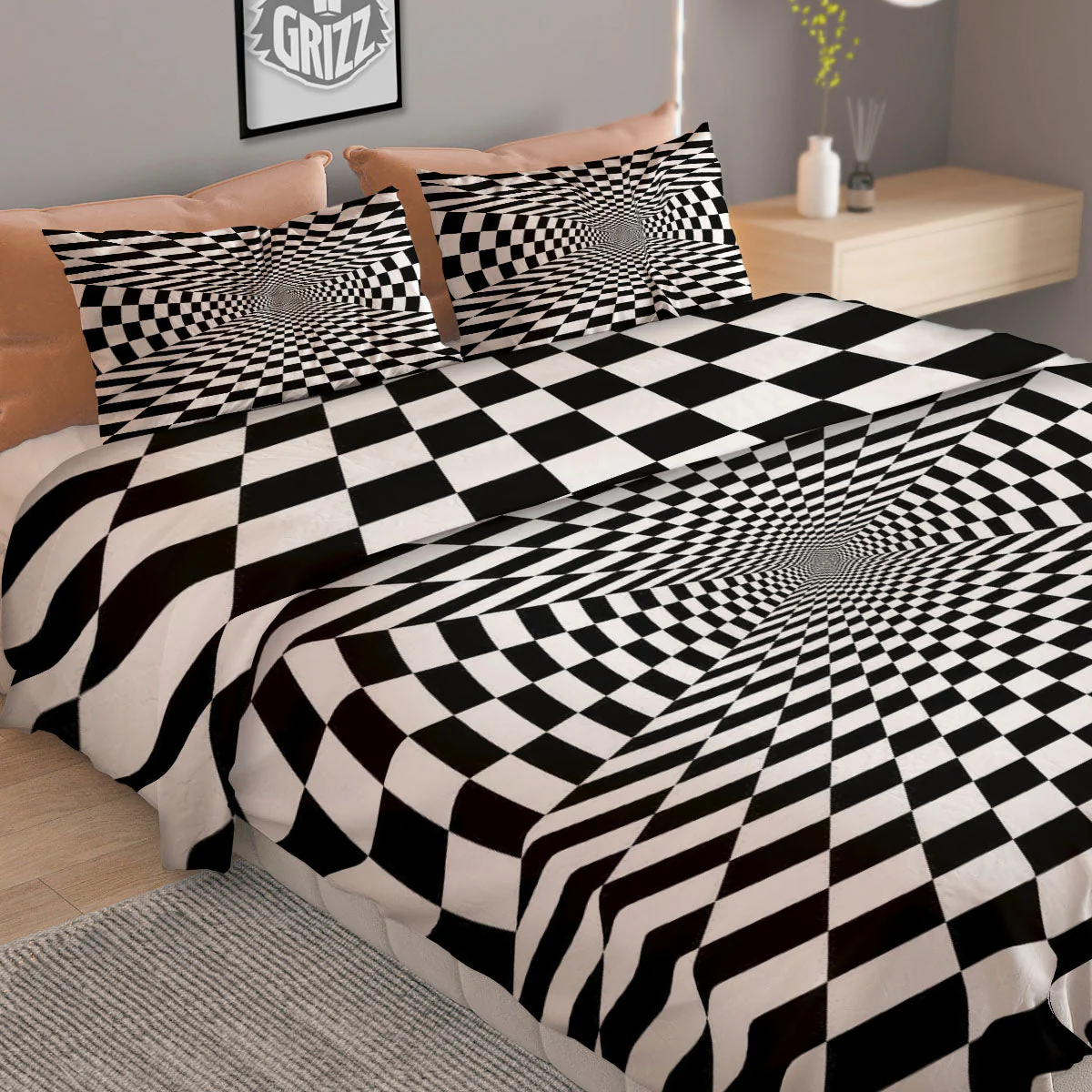 Tunnel Illusion White And Black Print Duvet Cover Bedding Set - Image 2