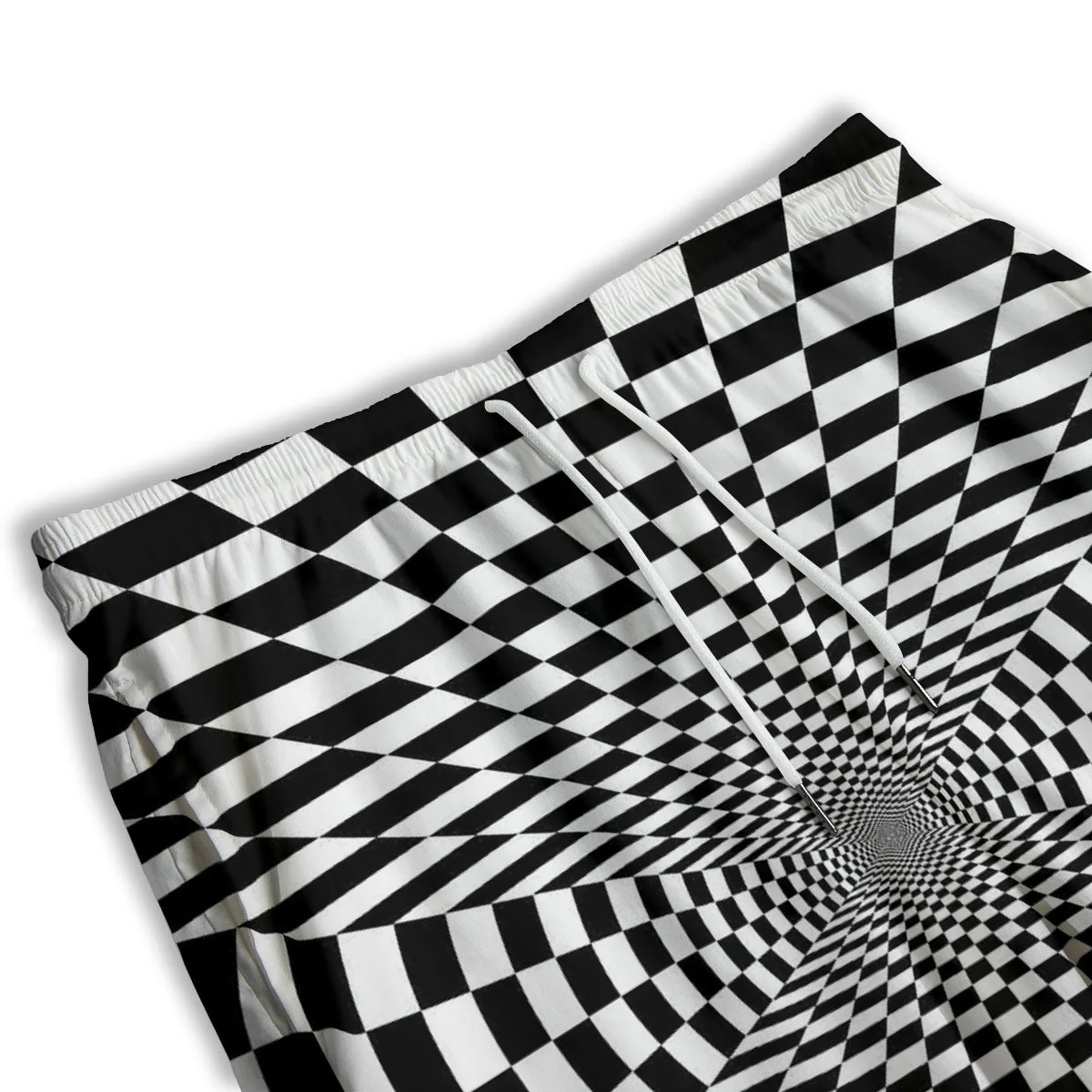 Tunnel Illusion White And Black Print Men's Athletic Shorts - Image 3