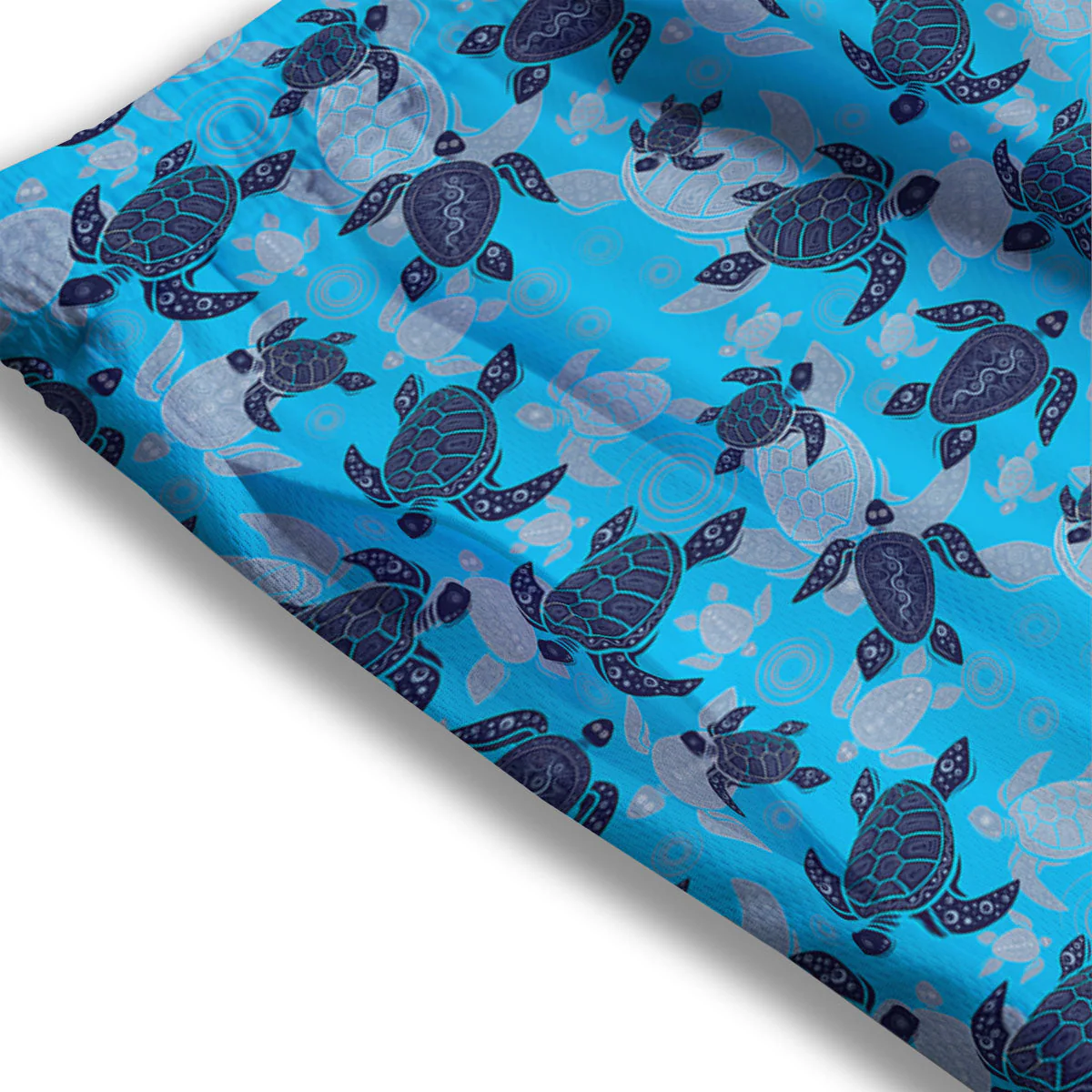 Turtle Blue Sea Print Pattern Mesh Shorts - Image 3