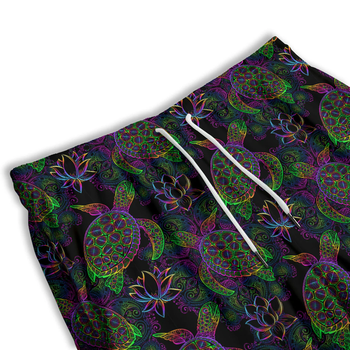 Turtle Sea Psychedelic Print Pattern Men's Athletic Shorts - Image 3