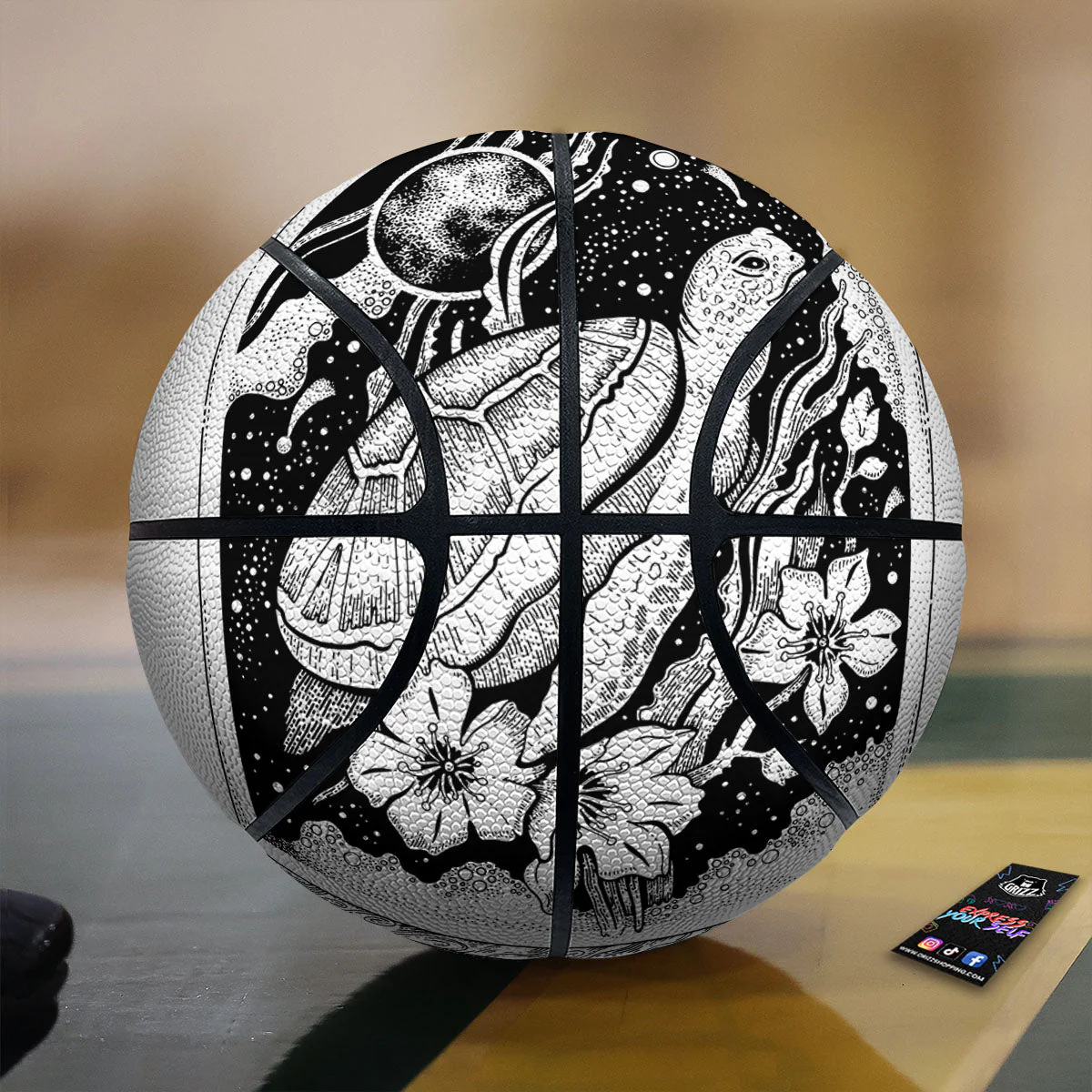 Turtle Sea Zentangle Print Basketball