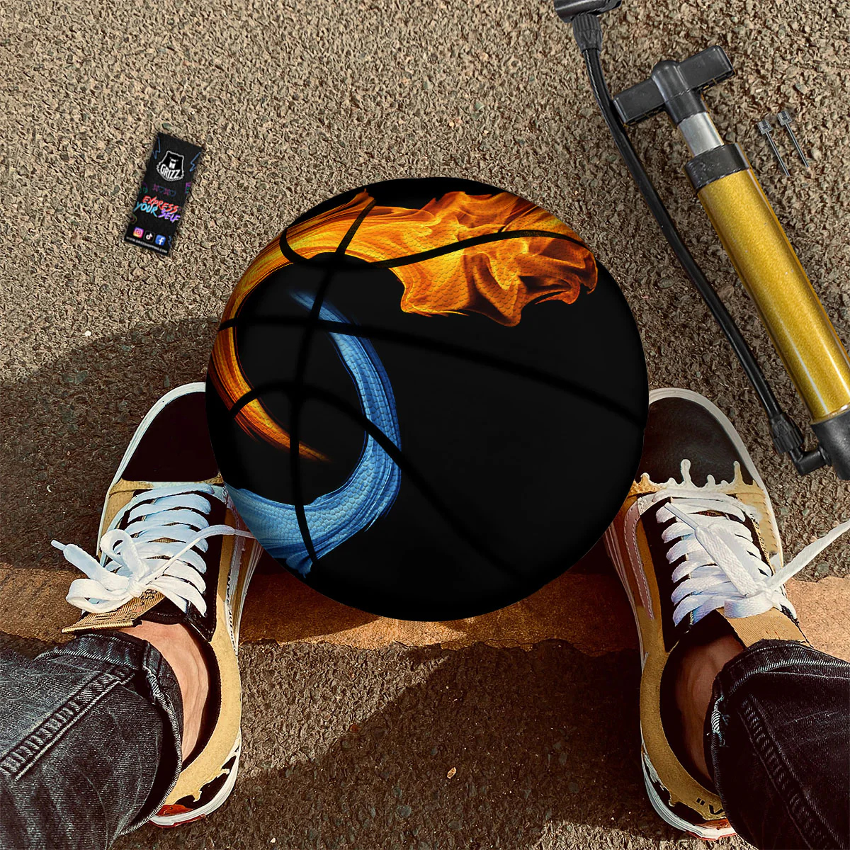 Twin Flame Blue And Red Print Basketball - Image 2