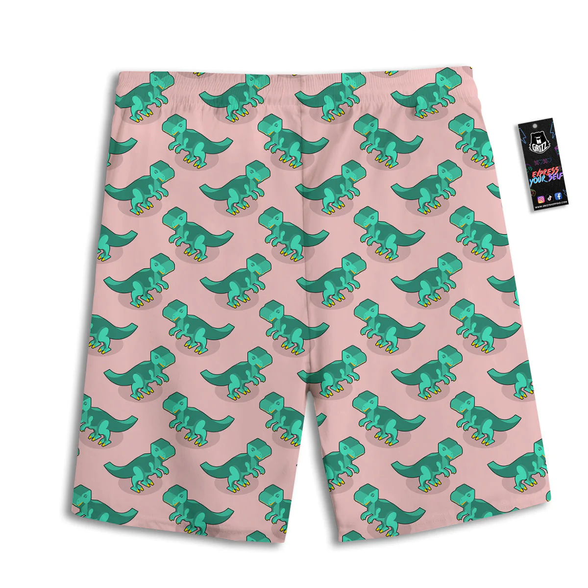 Tyrannosaurus Isometric Print Pattern Men's Athletic Shorts - Image 2