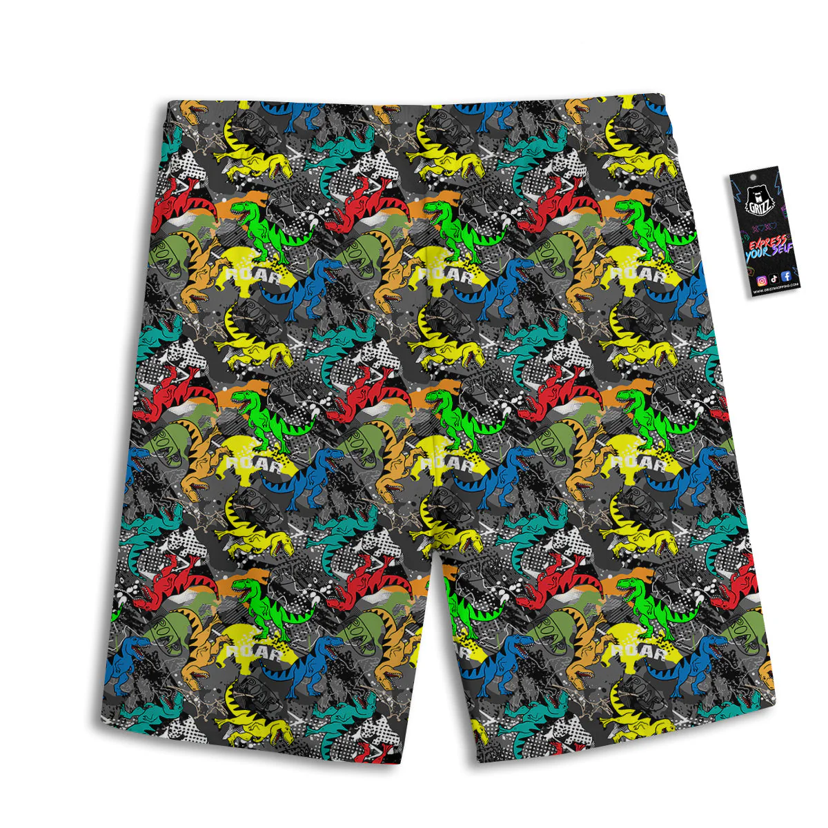 Tyrannosaurus Rex Colorful Print Men's Athletic Shorts - Image 2