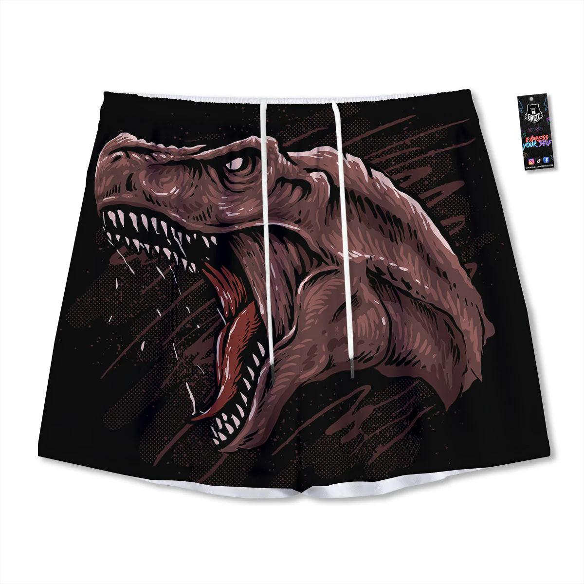 Tyrannosaurus Rex Head Print Mesh Shorts