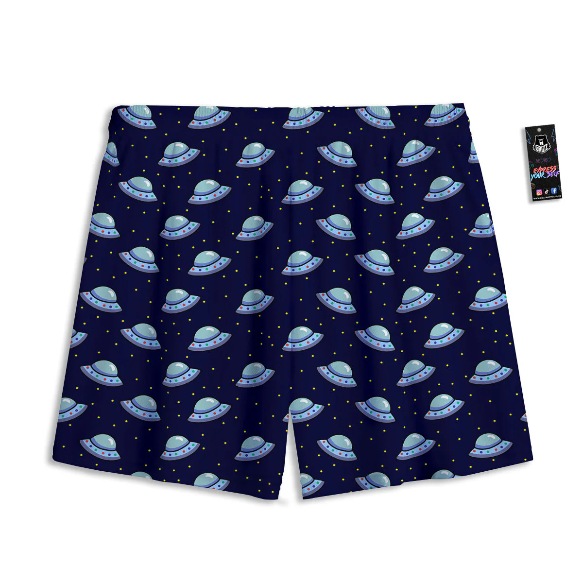 UFO Galaxy Print Pattern Mesh Shorts - Image 2
