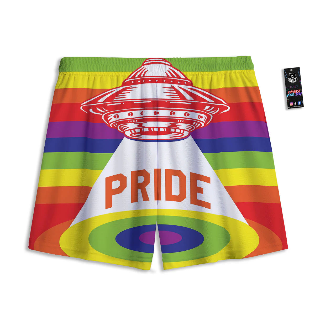 UFO LGBT Pride Rainbow Print Mesh Shorts - Image 2