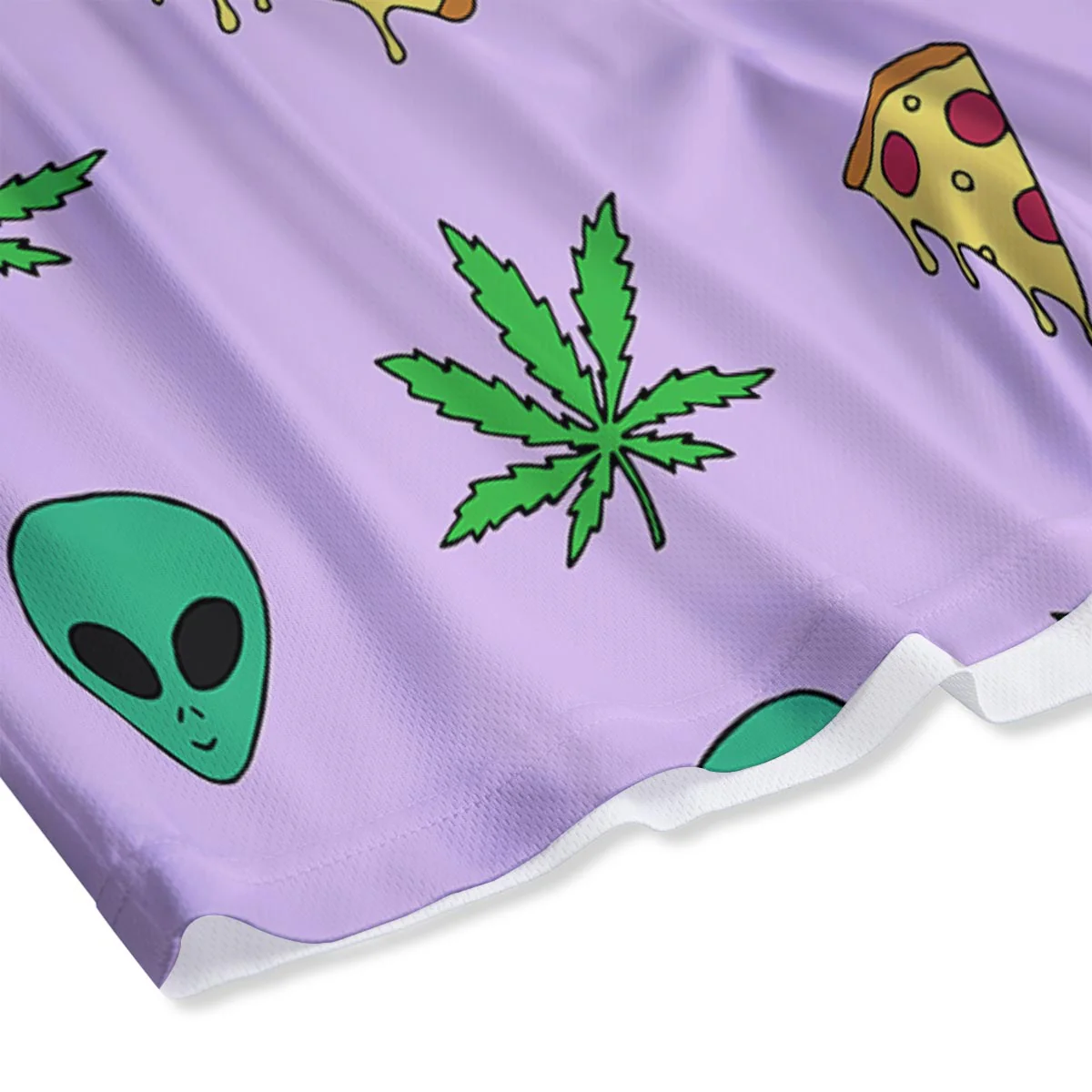 Ufo Pizza Trippy Print Pattern Mesh Shorts - Image 4