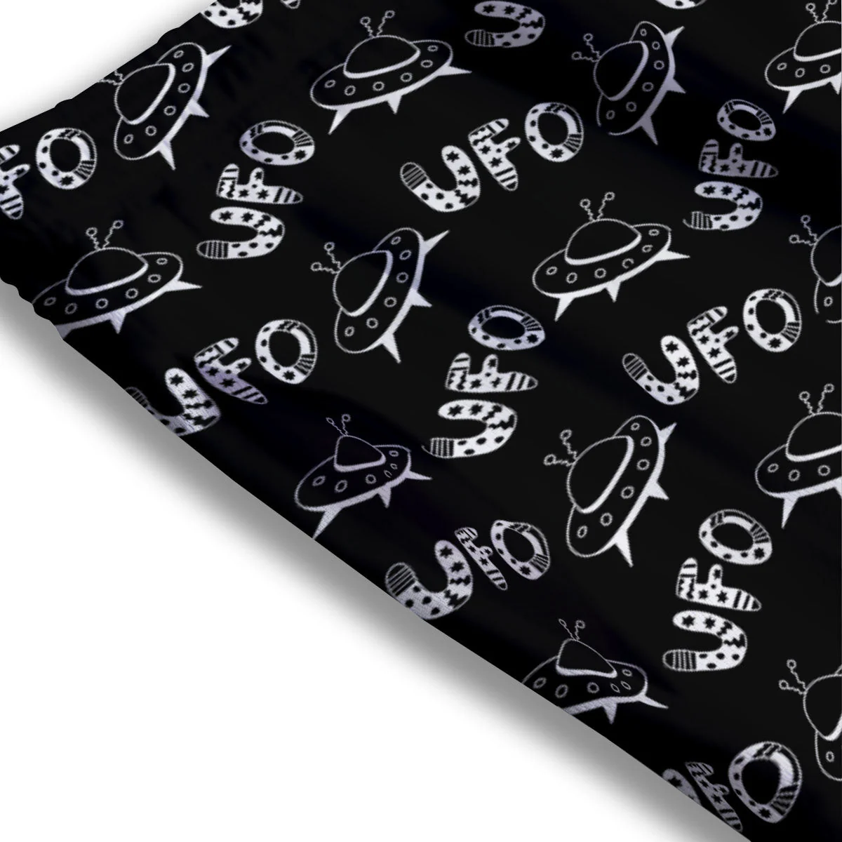UFO White And Black Print Pattern Mesh Shorts - Image 3