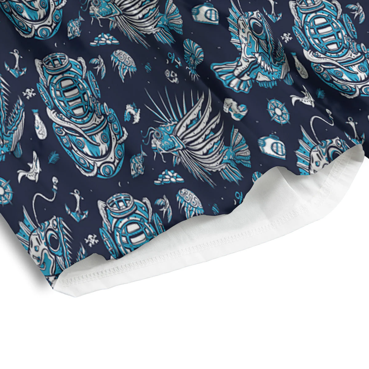 Underwater Blue Tattoo Print Pattern Men's Athletic Shorts - Image 4