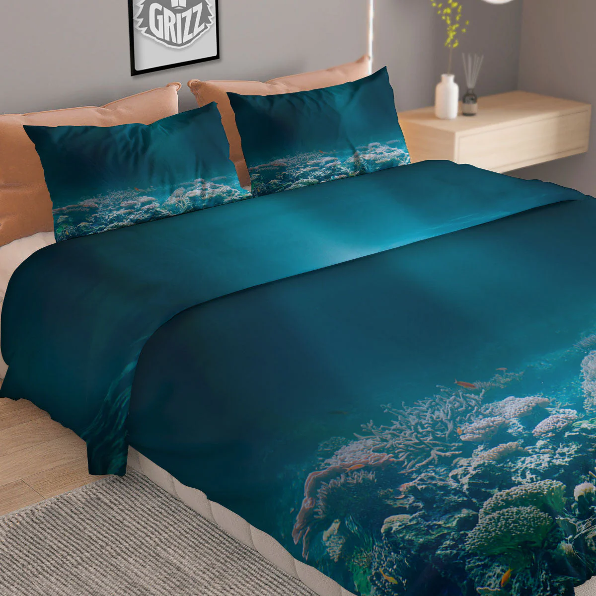 Underwater Ocean Print Duvet Cover Bedding Set - Image 2