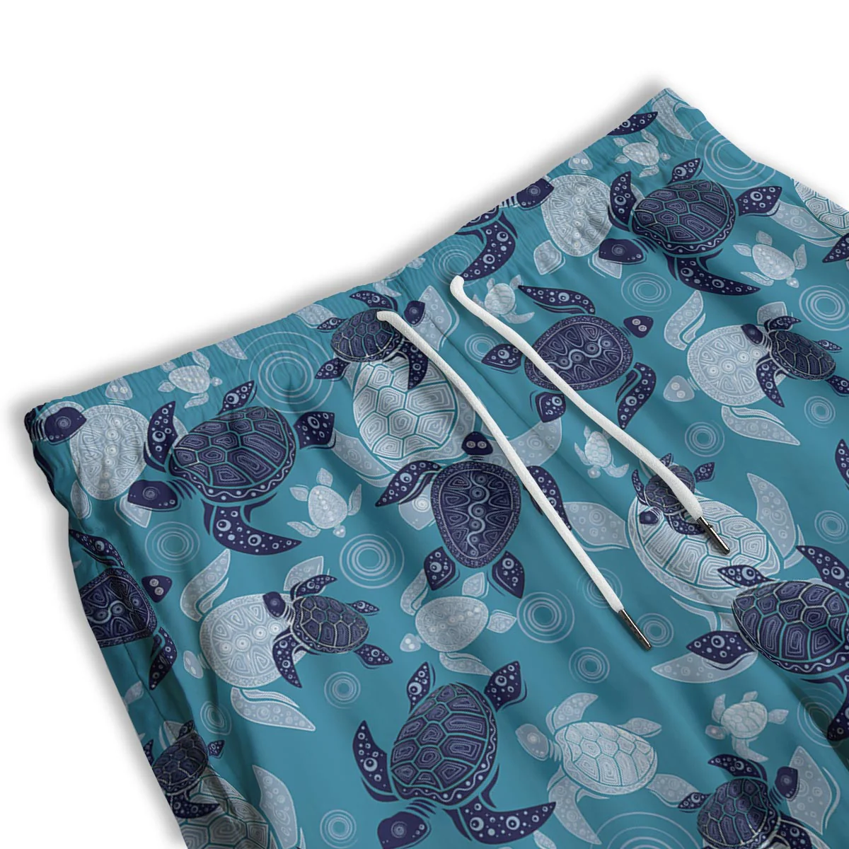 Underwater Sea Turtle Family Print Pattern Men's Athletic Shorts - Image 3