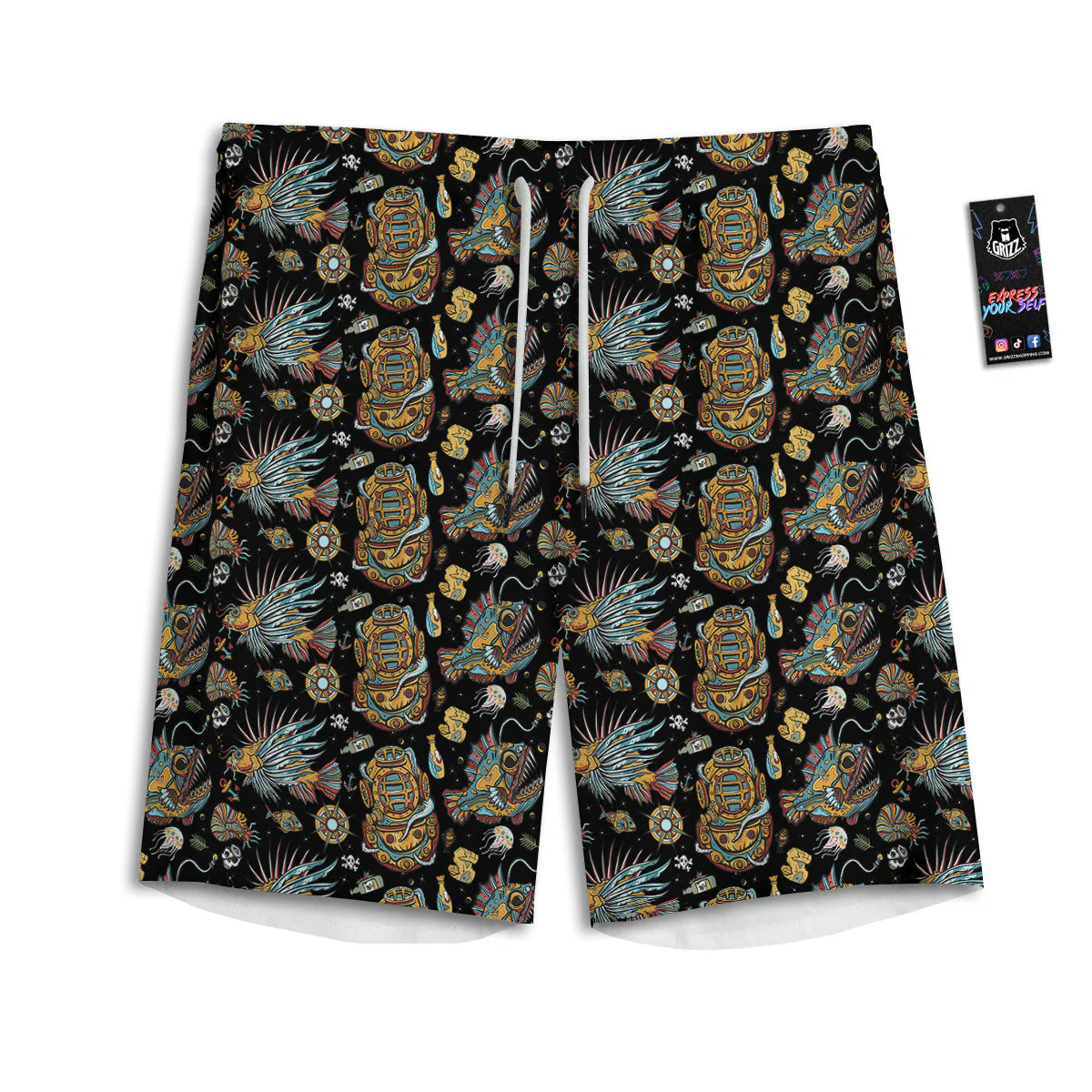 Underwater World Colorful Print Pattern Men's Athletic Shorts