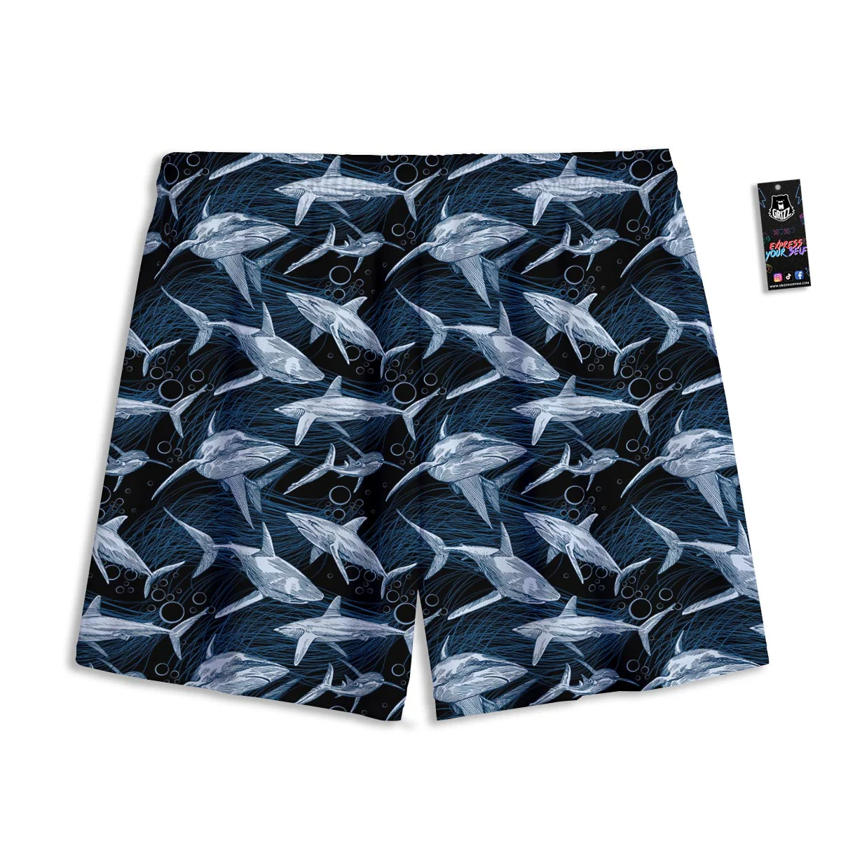 Underwear Shark Print Pattern Mesh Shorts - Image 2