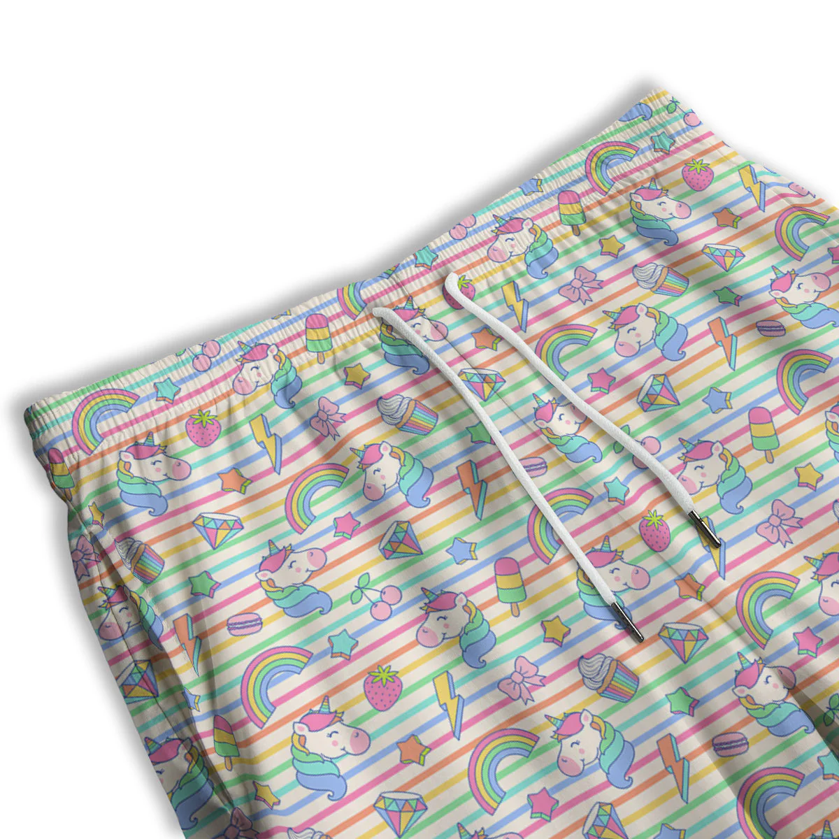 Unicorn Cute Rainbow Print Pattern Men's Athletic Shorts - Image 3