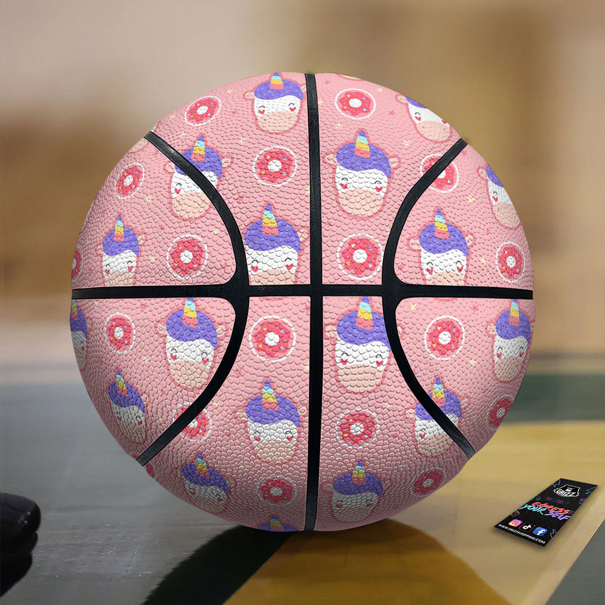 Unicorn Donut Pink Girly Print Pattern Basketball