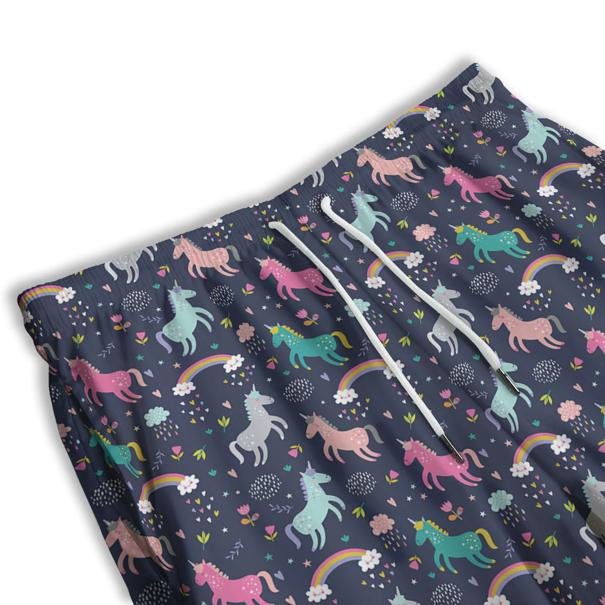 Unicorn Doodle Print Pattern Men's Athletic Shorts - Image 3