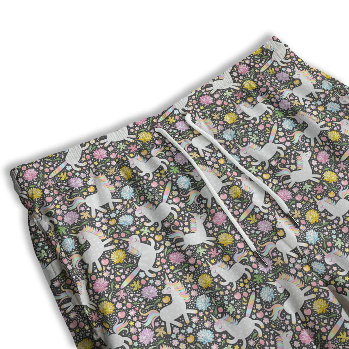 Unicorn Fairy Floral Print Pattern Men's Athletic Shorts - Image 3