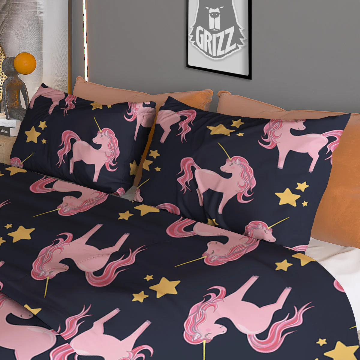 Unicorn Night Star Print Pattern Duvet Cover Bedding Set - Image 3