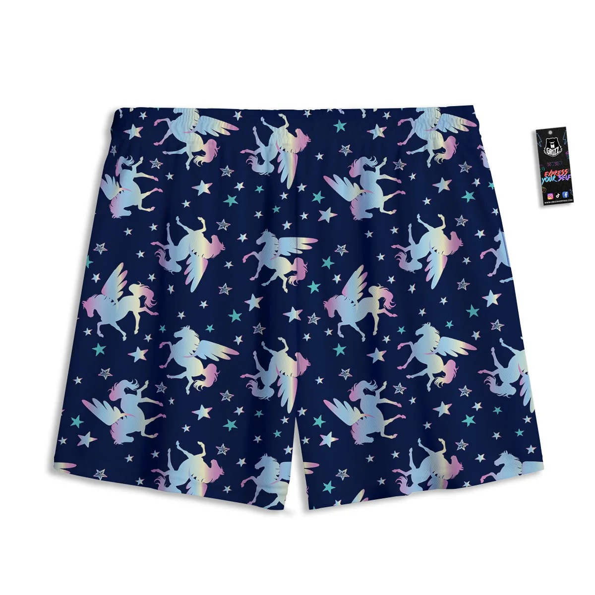 Unicorn Star Fairy Print Pattern Mesh Shorts - Image 2