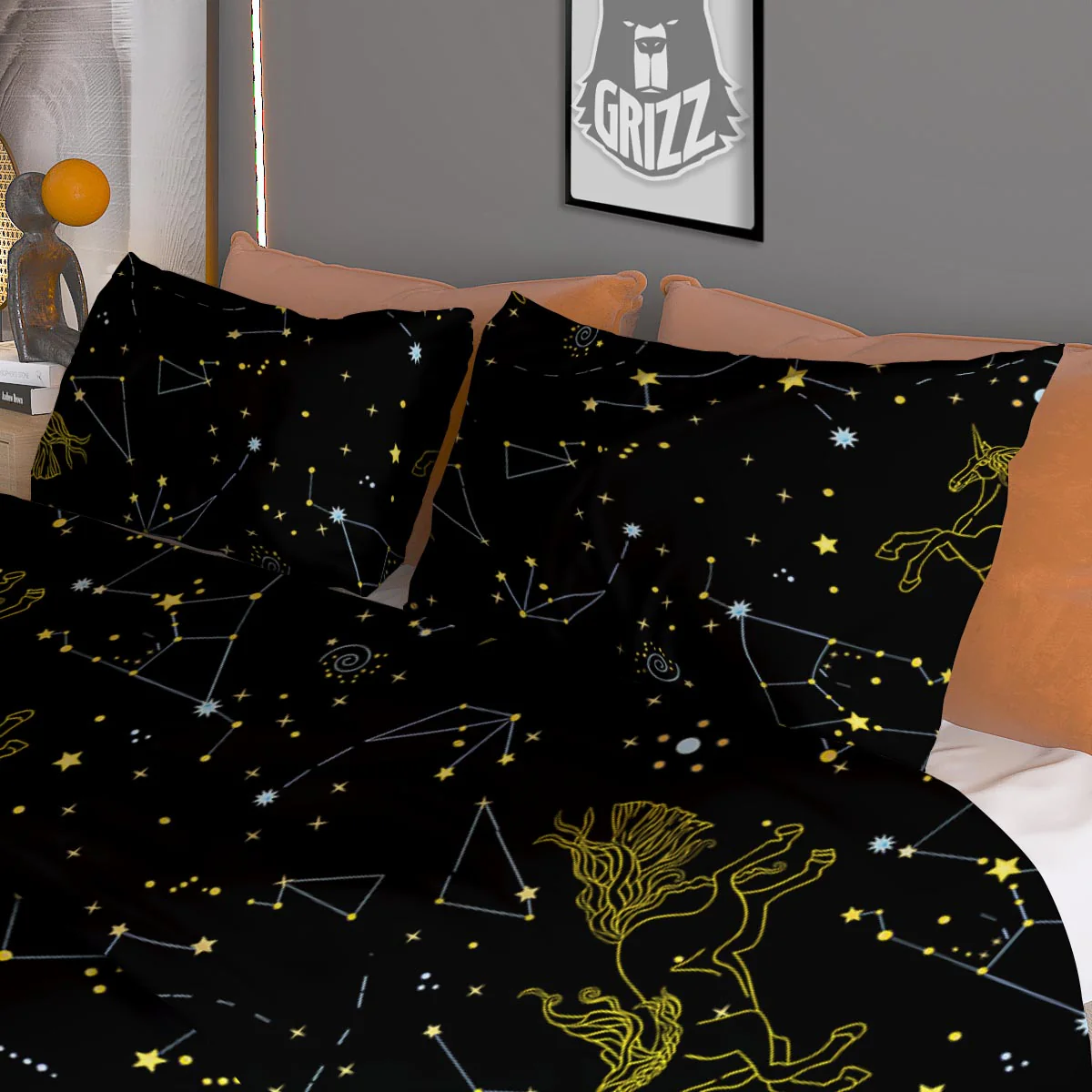 Unicorn Star Space Print Pattern Duvet Cover Bedding Set - Image 3