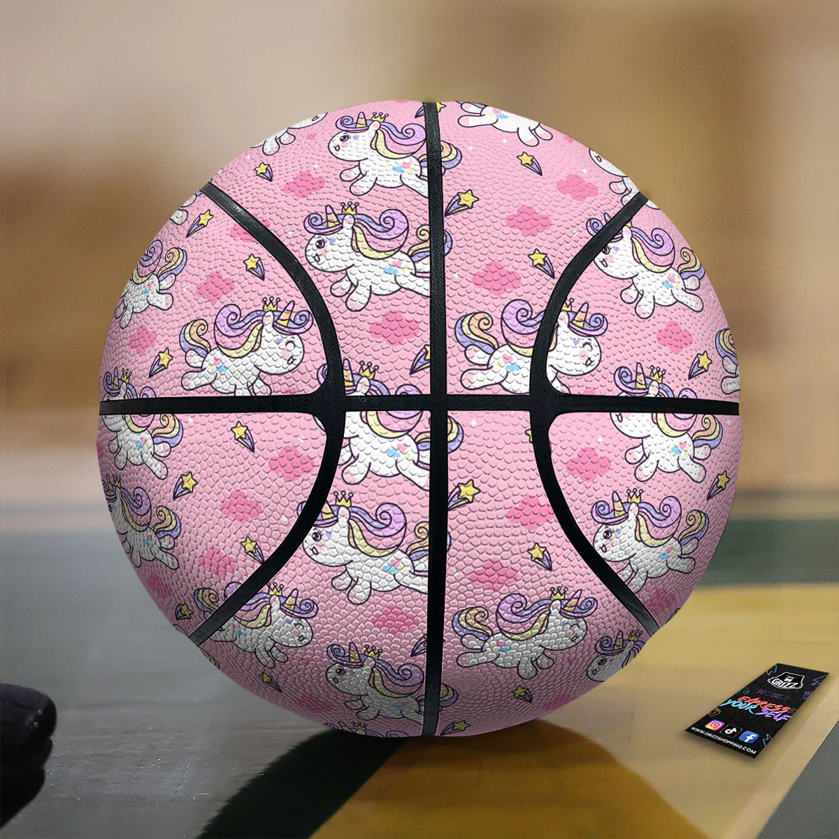 Unicorn White Girly Print Pattern Basketball