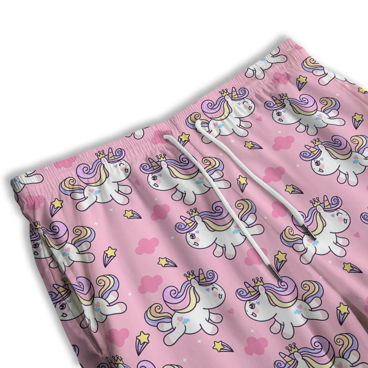 Unicorn White Girly Print Pattern Men's Athletic Shorts - Image 3
