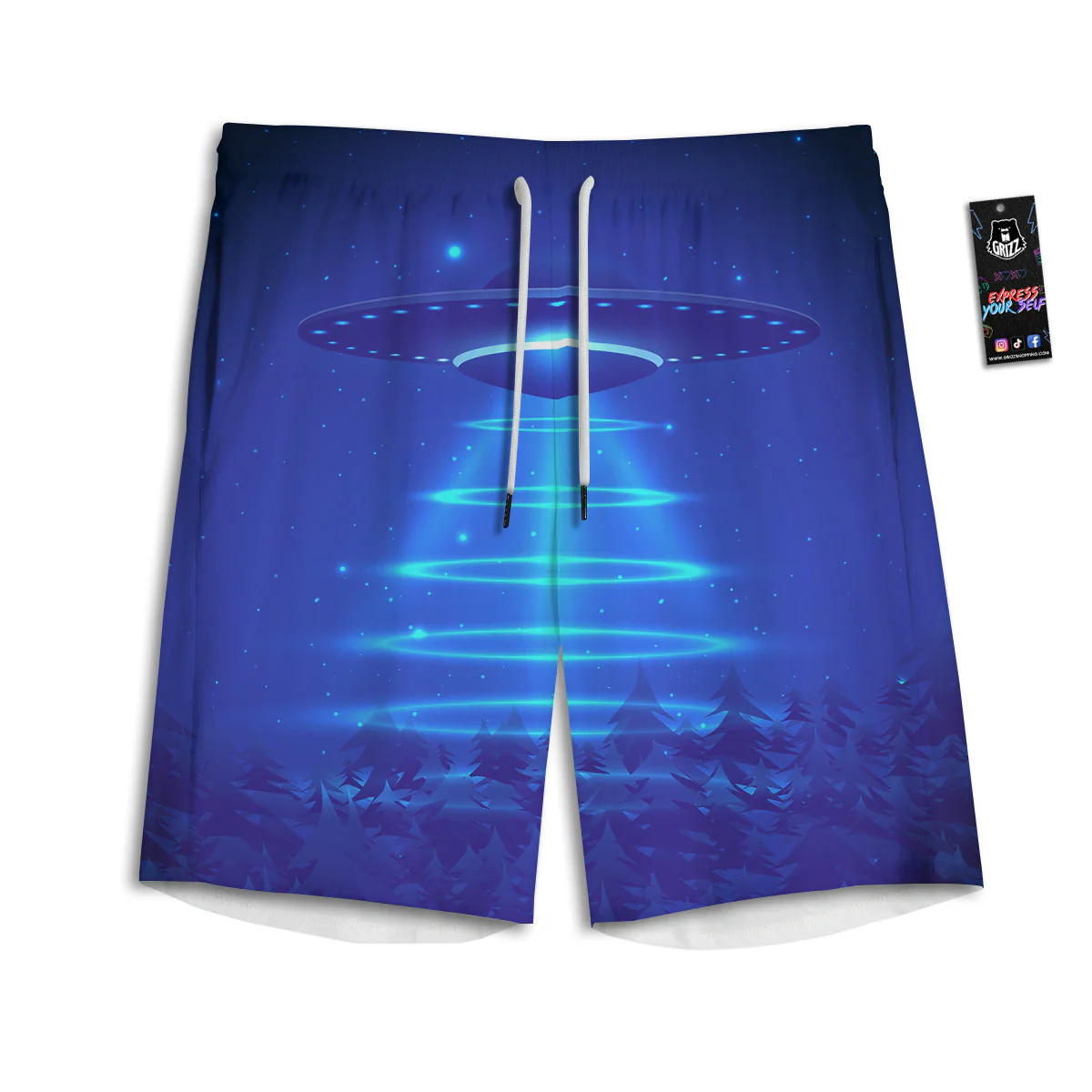 Unidentified Flying Object Blue Print Men's Athletic Shorts