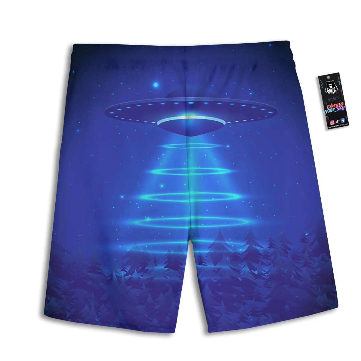 Unidentified Flying Object Blue Print Men's Athletic Shorts - Image 2