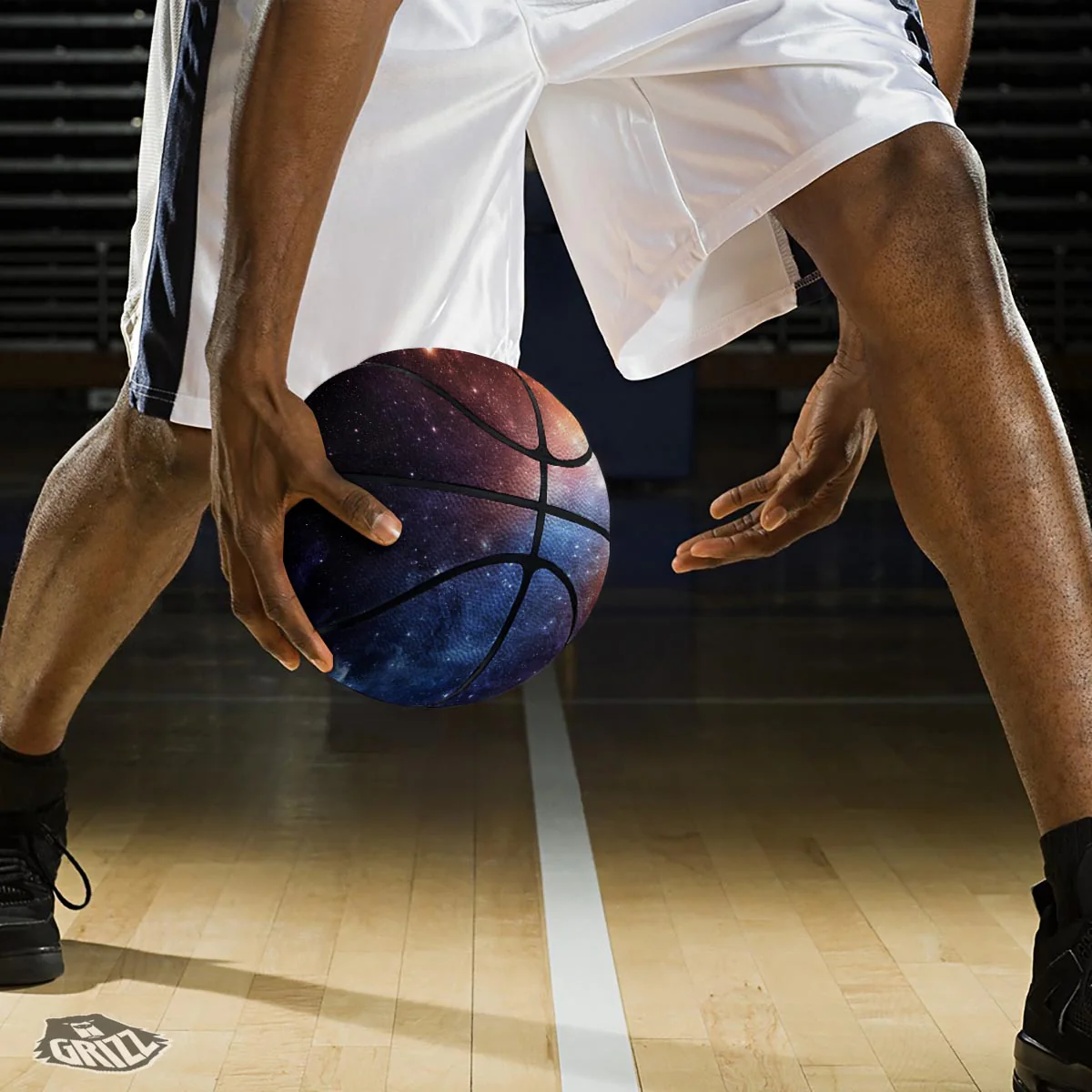 Universe Galaxy Space Teal Orange Print Basketball - Image 3