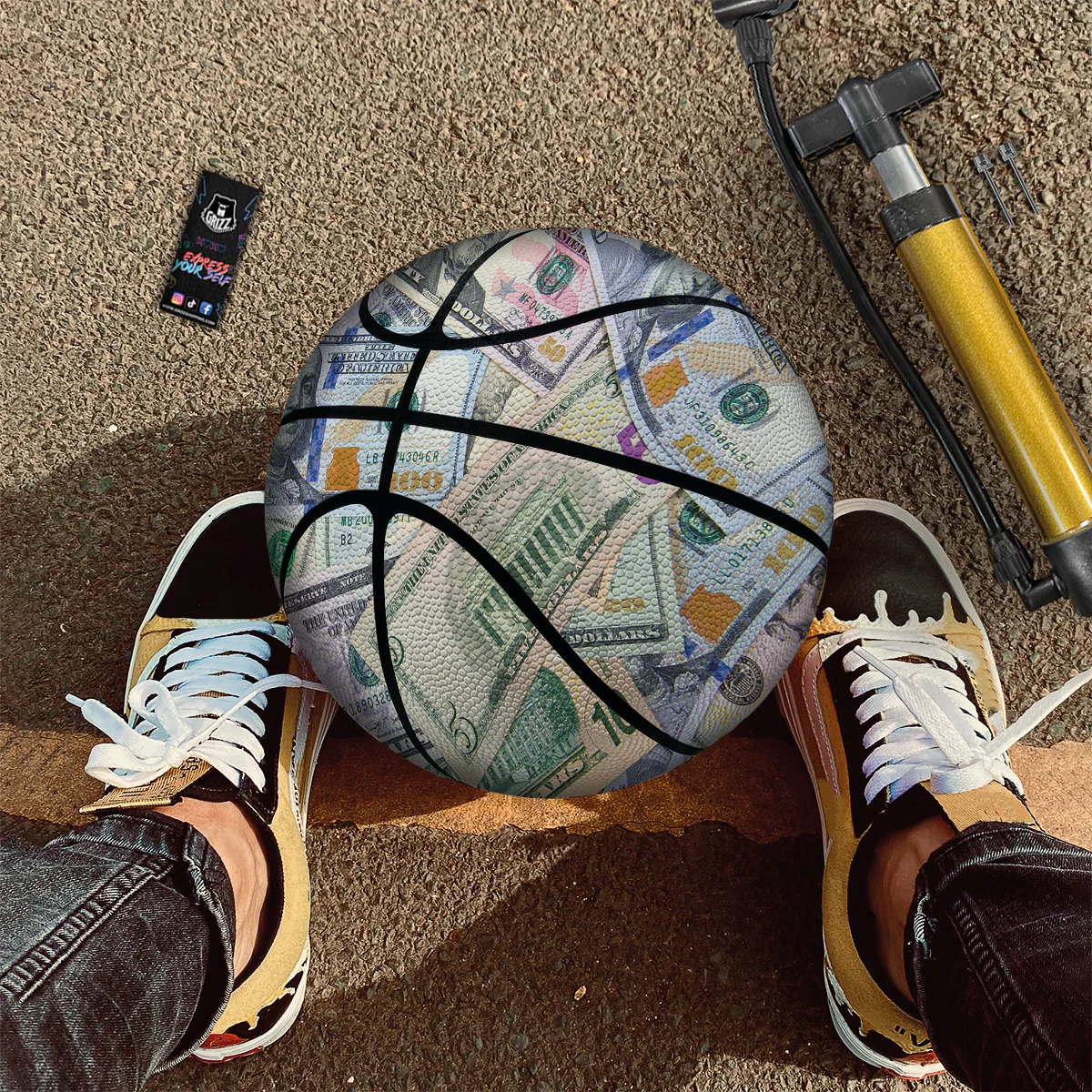 US Dollar Print Basketball - Image 2