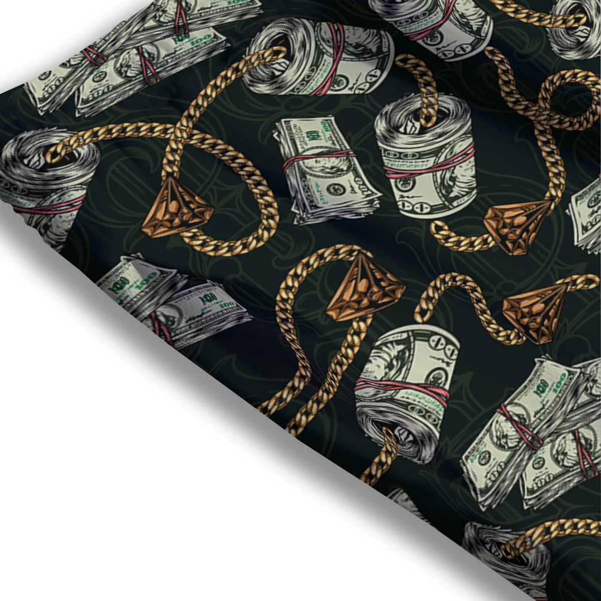 US Dollar Print Pattern Mesh Shorts - Image 3