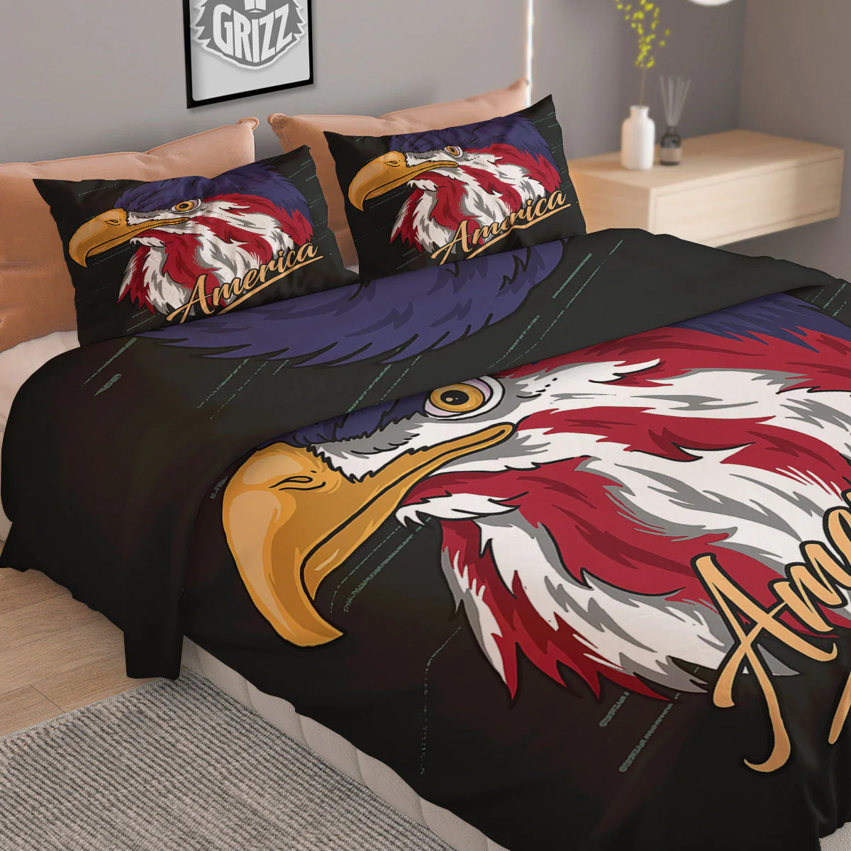 USA Eagle Patriotic Print Duvet Cover Bedding Set - Image 2