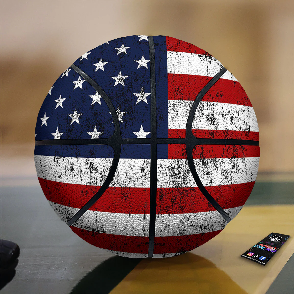 USA Flag Grunge Print Basketball