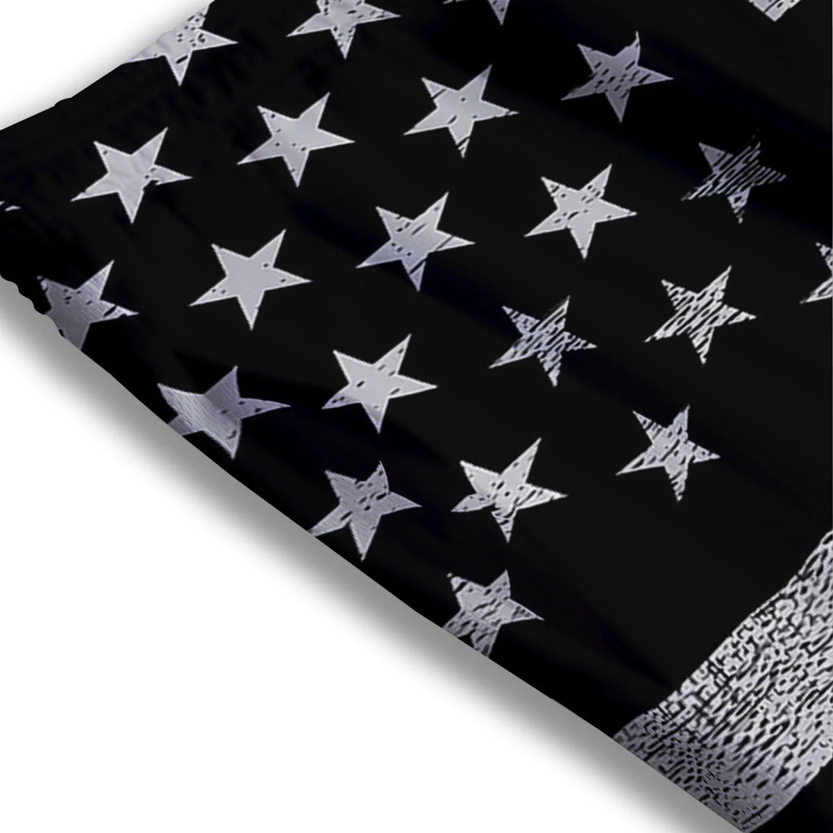 USA Flag White And Black Print Mesh Shorts - Image 3