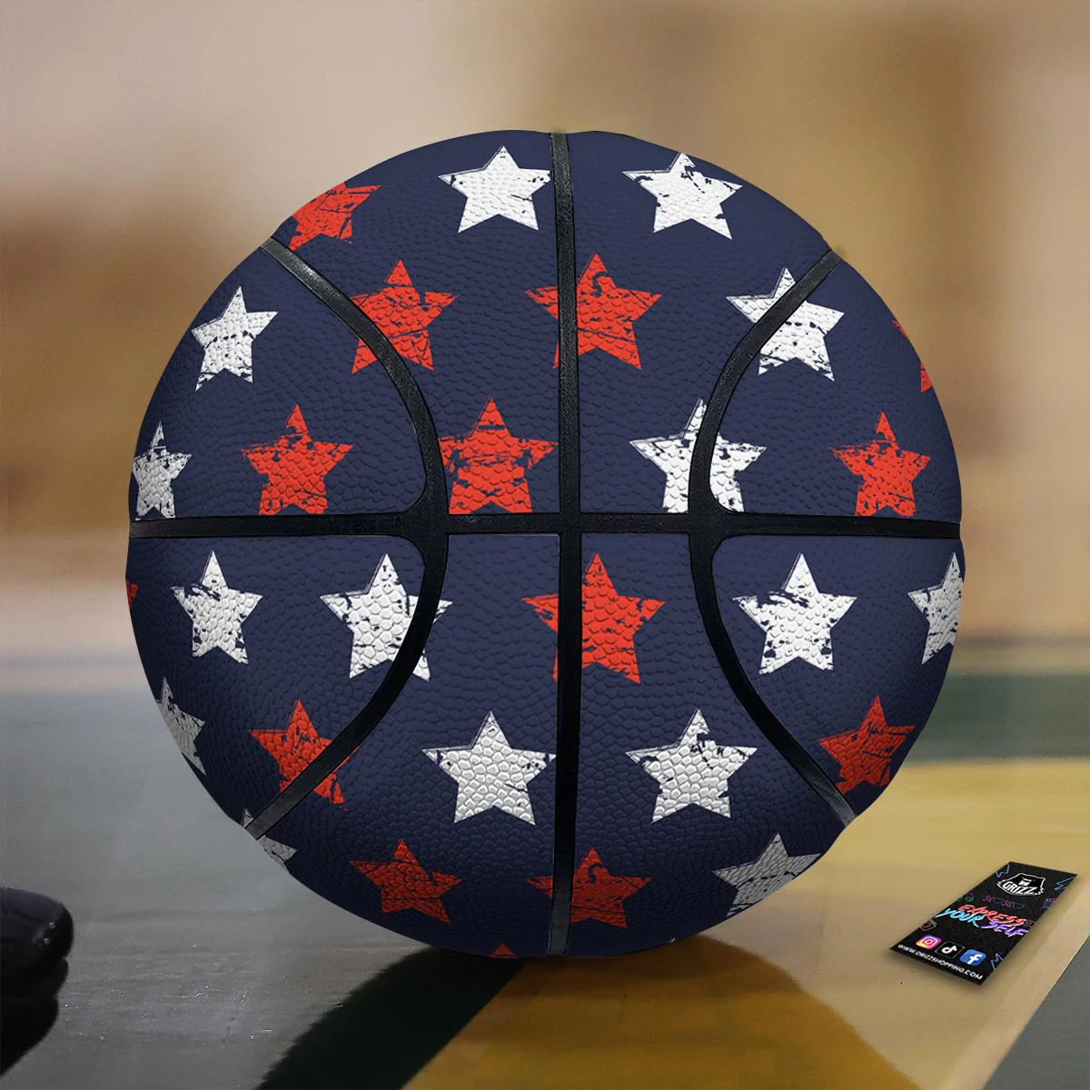 USA Star Blue And Red Print Pattern Basketball