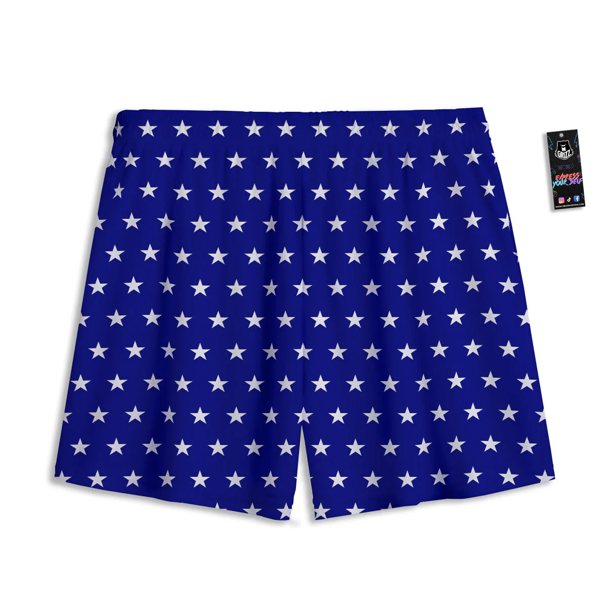 USA Star White And Blue Print Pattern Mesh Shorts - Image 2