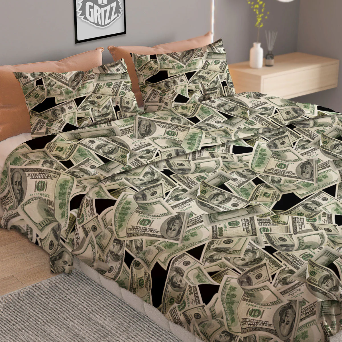 USD Flying Print Duvet Cover Bedding Set - Image 2