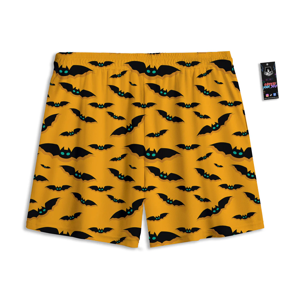 Vampire Bat Halloween Print Pattern Mesh Shorts - Image 2