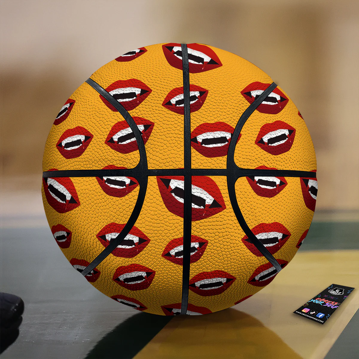 Vampire Lips Halloween Print Pattern Basketball