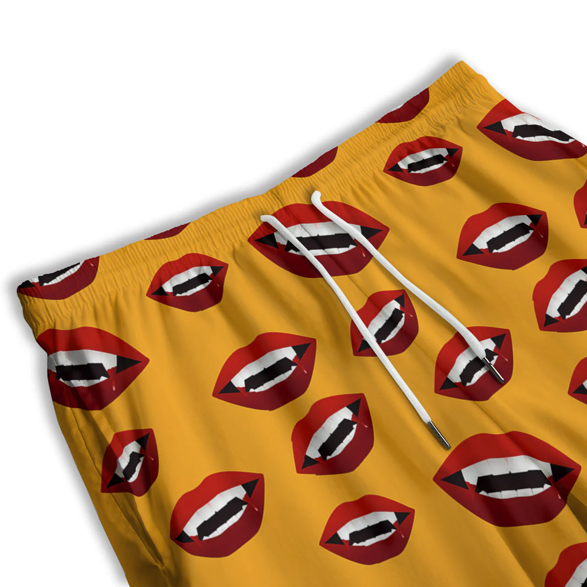 Vampire Lips Halloween Print Pattern Men's Athletic Shorts - Image 3