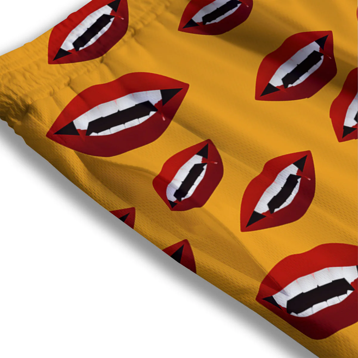 Vampire Lips Halloween Print Pattern Mesh Shorts - Image 3
