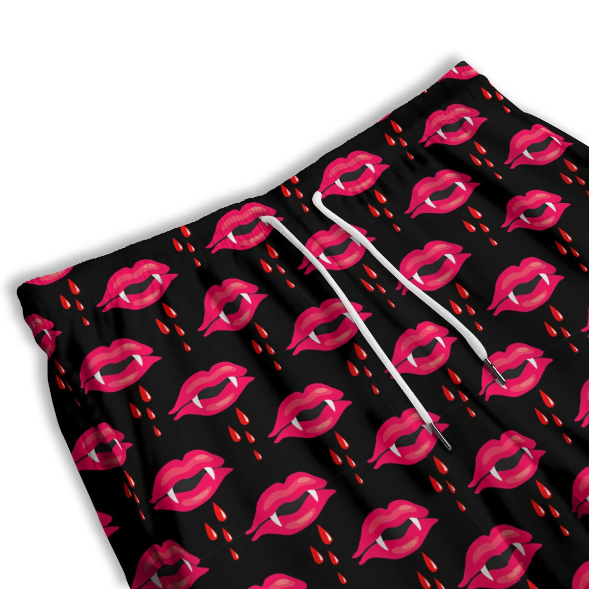 Vampire Lips Red Halloween Print Pattern Men's Athletic Shorts - Image 3
