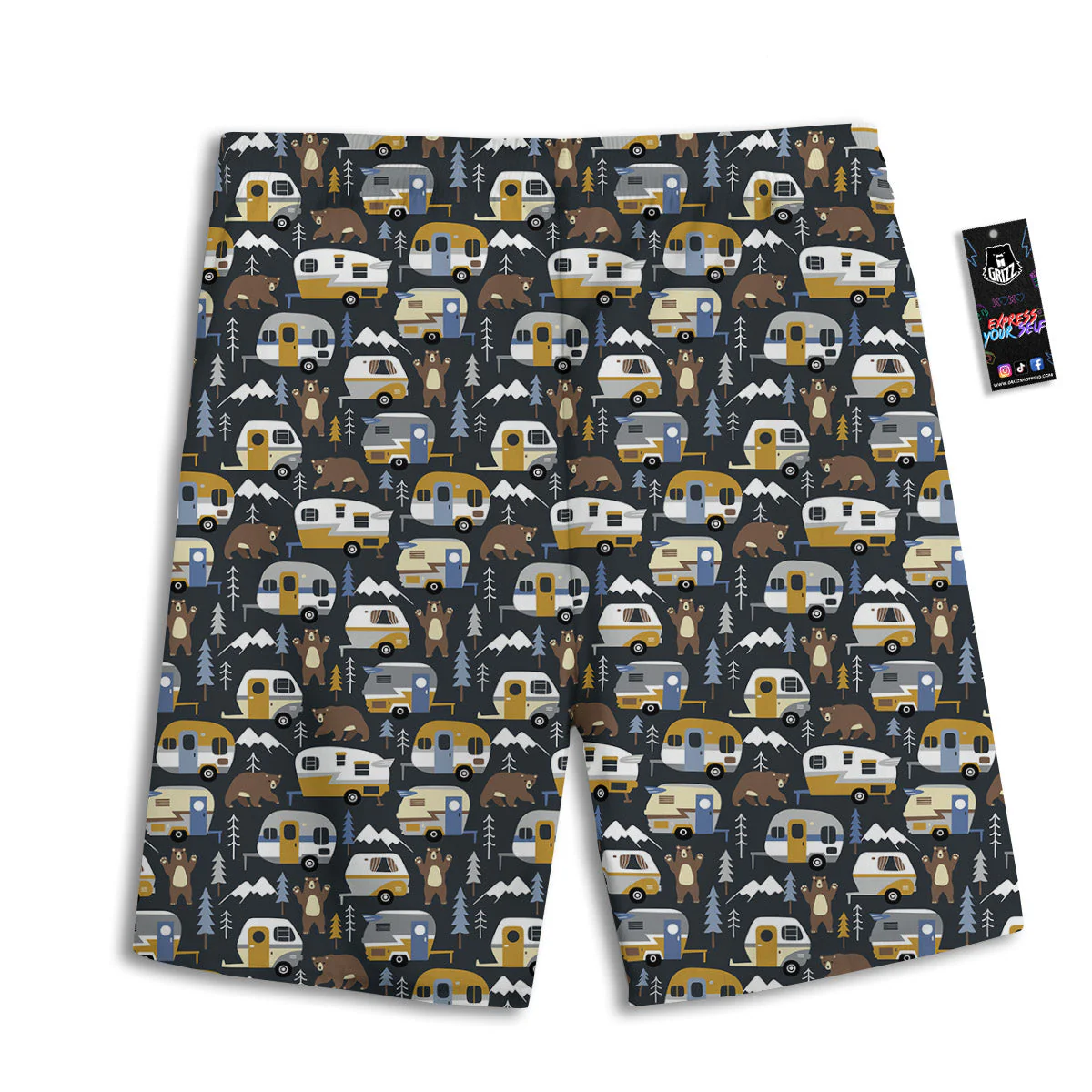 Van Camping Print Pattern Men's Athletic Shorts - Image 2