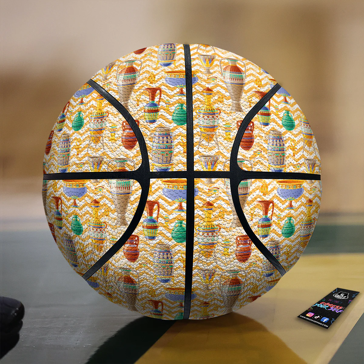 Vase And Pottery Ancient Egyptian Print Pattern Basketball
