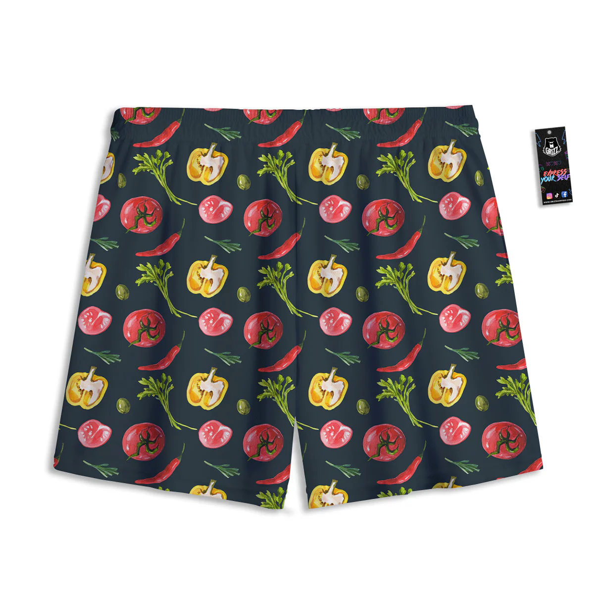 Vegan Watercolor Print Pattern Mesh Shorts - Image 2
