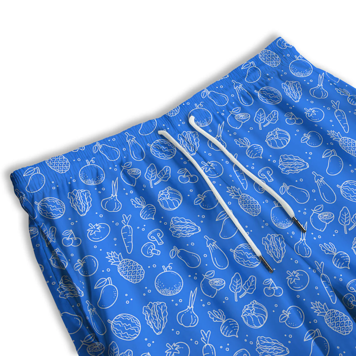 Vegan White And Blue Print Pattern Men's Athletic Shorts - Image 3