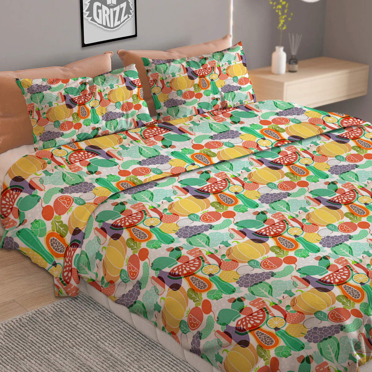 Vegetable Colorful Print Pattern Duvet Cover Bedding Set - Image 2
