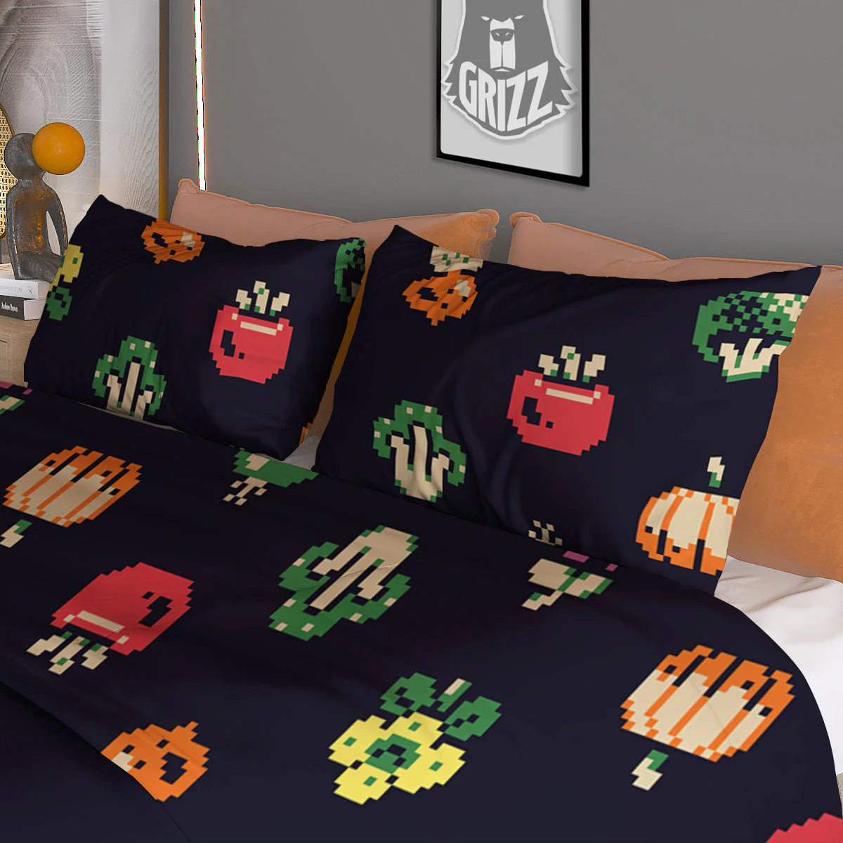 Vegetables Pixel Print Pattern Duvet Cover Bedding Set - Image 3